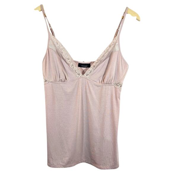 M Natori Women Pink Feathers Essentials Lace Trim Cami Tank Top NWT Size S Soft - Picture 1 of 11